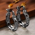 thumbnail image 1 of Stylish Silver Textured Hoop Earrings - Effortlessly Chic and Comfortable, 1 of 4