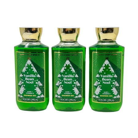 Bath & Body Works VANILLA BEAN NOEL Shower Gel - Value Pack Lot of 3 - Full Size