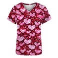 thumbnail image 4 of Fewfanhot Summer Tops for Women Valentine Scrub Tops Women V-Neck Short Sleeve Holiday Themed Heart Scrubs, 4 of 5