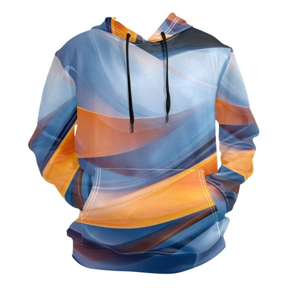 Blue and Orange Abstract Shape Men’s Hoodies Sweatshirt Fleece Jackets Long Sleeve Sweatshirts