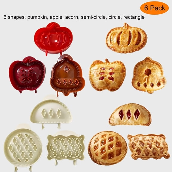 Multifunctional Cookie Mold Set, 6-Piece Set for Autumn Thanksgiving, Handmade Pie Molds, Halloween Apple Pumpkin Pie Molds – A Great Helper for Home Baking, Easily Make Themed Cookies and Pastries