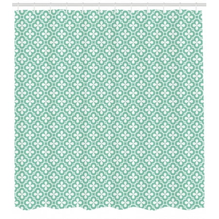 Floral Shower Curtain Clover Figures Floral Shamrock Pattern