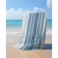thumbnail image 4 of Blue Ombre Stripe Beach Towels Oversized Super Absorbent, Farmhouse Striped Gradient Lightweight Bath Towel Quick Dry Sets For Bathroom/Pool/Rv Camping/Beach Play/Gym Room/Picnic 35"x70", 4 of 8