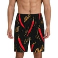 thumbnail image 1 of Balery Hot Chili Pantalones cortos de pijama de punto de algodón para hombre con cinturilla y bolsillos-X-Large, 1 of 6