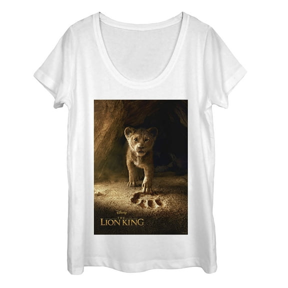 Women's Lion King Simba Paw Movie Poster  Scoop Neck White X Large