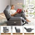thumbnail image 5 of Twister.CK Oversized Electric Recliner Chair for Adults, PU Leather Rocker Recliner, 360 Degree Swivel Lounge Chair, Modern Massage Single Sofa Chair for Living Room Bedroom, Gray, 5 of 8