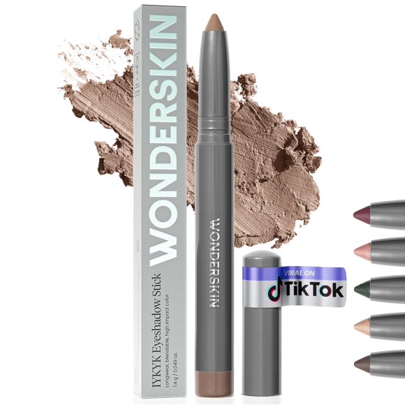 Wonderskin IYKYK Stick Fard à Paupières - Sticks Longue Tenue, Stick Fard à Paupières Mat Résistant et Imperméable avec Aiguiseur Intégré (Vin)
