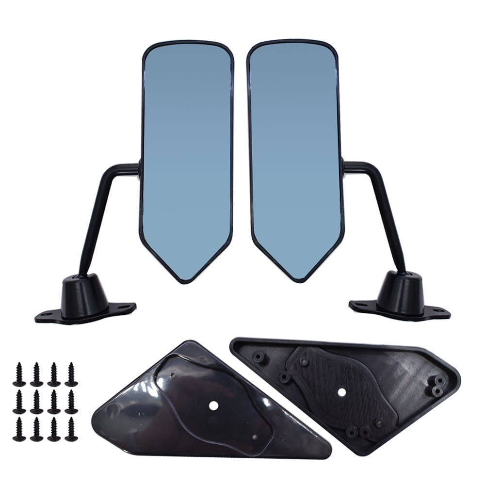 ALLCARB Universal F1 Style Side Mirrors Glossy Black Rear View Mirror with Blue Glass 1 Pair