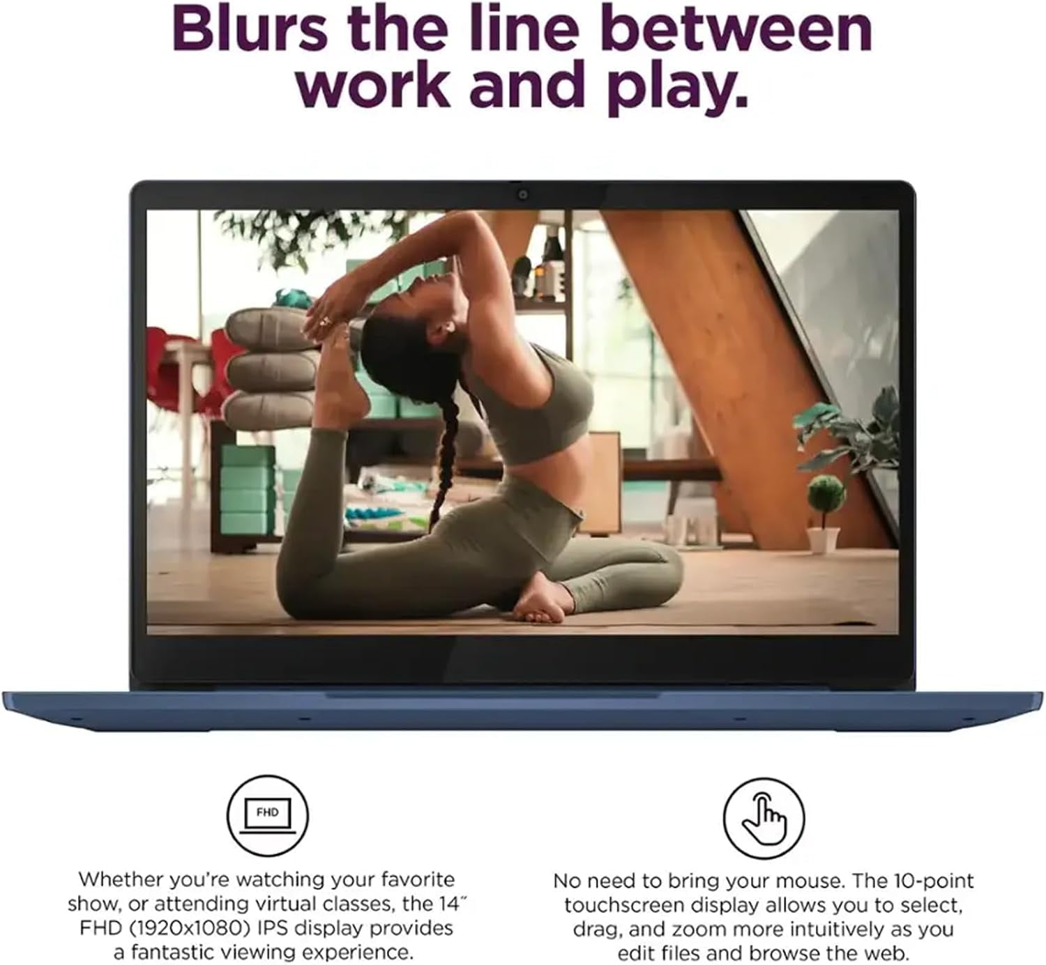 Lenovo IdeaPad Slim 3 Chromebook - 14'' Touchscreen Full HD Display • MediaTek Kompanio 520 CPU • 4GB RAM • 64GB eMMC & 256GB Micro SD Card • Wi-Fi 6 • for Business Student • Chrome OS • Blue