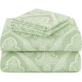 thumbnail image 1 of Hannah Linen Paisley California King Sheet Set, 4 PC Soft Microfiber Wrinkle Free Sheets - Luxurious Printed Bed Sheets Includes Flat Sheet, Fitted Sheet with Deep Pockets, & 2 Pillowcases - Sage, 1 of 5