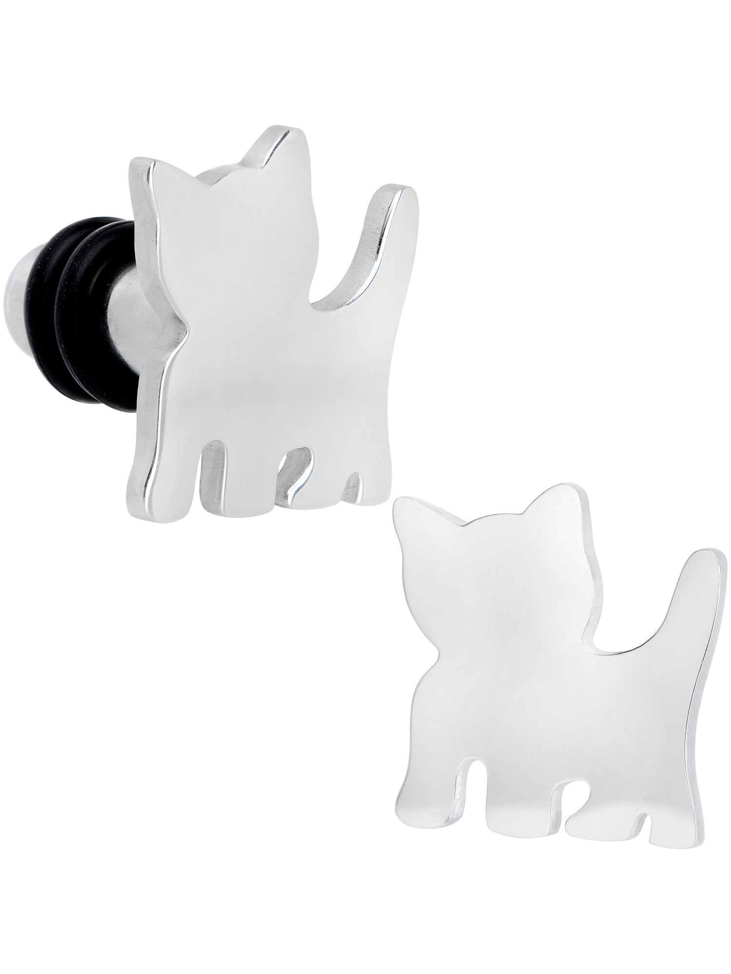 Body Candy 4G Unisex 2Pc Ear Plugs 316L Steel Cat Lover Kitty Cat