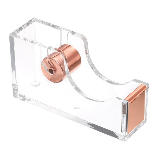 Unique Bargains Desktop Tape Dispenser Acrylic Roll Tapes Cutter Rose Golden