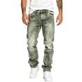 thumbnail image 3 of GrmtClth Men's Acid Wash Straight Leg Stacked Jeans, Snowflake Tie Dye Stretch Denim, Y2K Hip Hop Streetwear Baggy Pants with Pockets M, 3 of 7