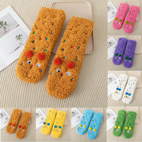 Fuzzy Fluffy 3D Animal Socks for Women Girl - Winter Warm Sleeping Plush Comfy Slipper Socks