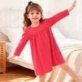 thumbnail image 3 of Bysome Girls Dresses Solid Color Long Sleeve Crew Neck Dress Smooth Girls Dresses Size 2-3 Years Red, 3 of 4