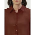 thumbnail image 6 of DressBerry Women's Solid Poly Georgette Full Sleeves Collared Neck Top Buttoned Closure High Low Hem Casual&nbsp;Summer Wear Waist Length Regular Shirt, 6 of 7