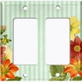 thumbnail image 6 of Metal Light Switch Plate Outlet Cover Colorful Daisies Teal Striped Damask FLW073, 6 of 13