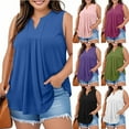 thumbnail image 1 of Camisas para mujer,Blusa informal sin mangas con cuello en V para mujer, talla grande, poliéster, para usar en casa, sopatenor, 1 of 9