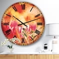 thumbnail image 2 of Designart 'Tulips on Abstract Red Background' Traditional Wall Clock, 2 of 3