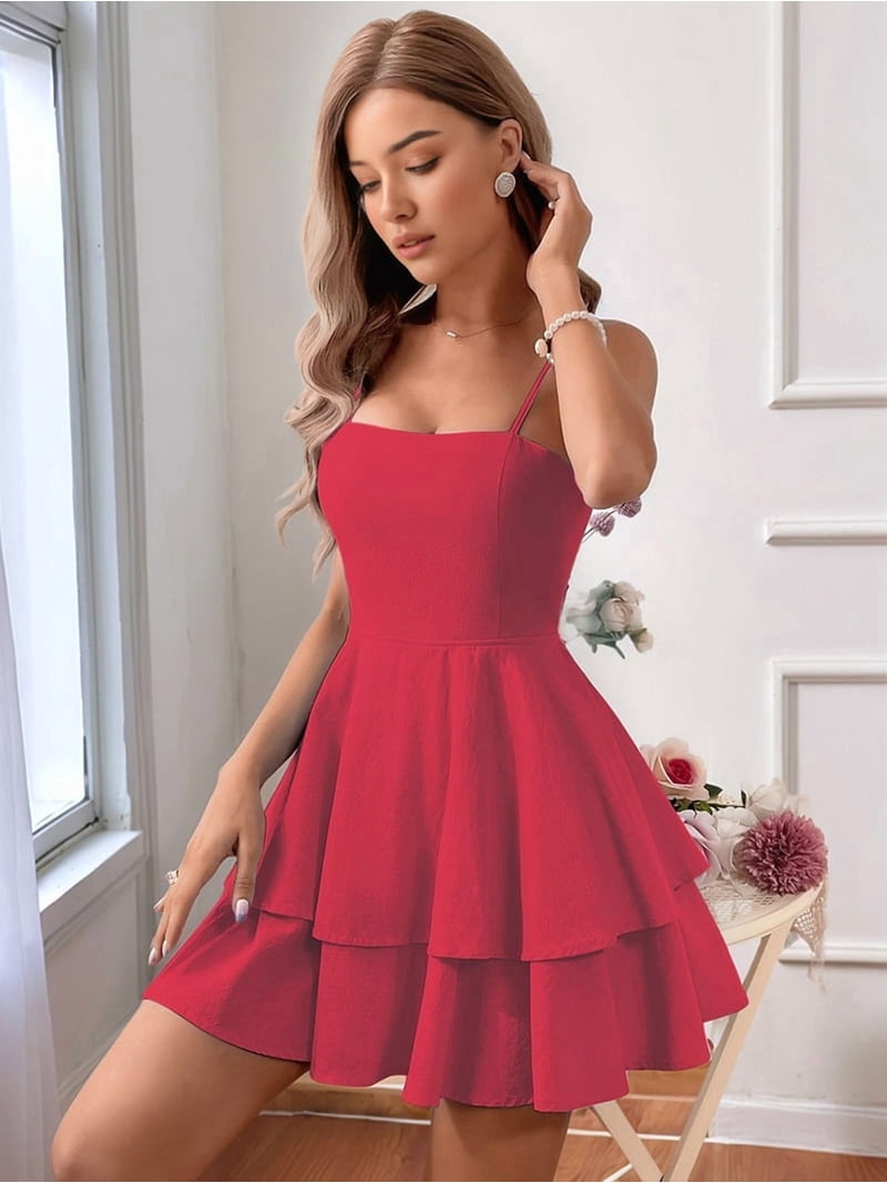 mini summer casual dresses EXLURA Women's 2026 Short Sleeve Polka Dot Flowy Dress Square Neck Ruffle Beach Graduation Dress at Amazon Women's Clothing store Sizes:42 Made of high No Priority Brunch Outfit Ideas for