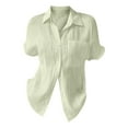 thumbnail image 2 of DavidCloth Women'S Summer Solid Color Loose Style Shirts for Women Plus Size Coffee Shirts for Women Long Cotton Texture Dress Shirt Women Blouses Button down Top Canvas Shirts for Women, 2 of 4