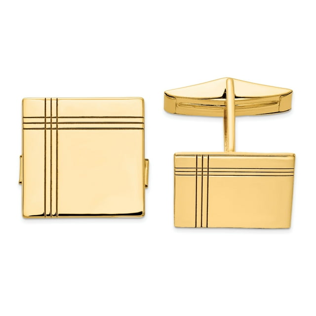 14k Yellow Gold Mens Square Line Cuff Links Link Collar Stay For Dad Mens For Him