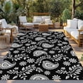 thumbnail image 2 of Black Paisley Outdoor Rug for Patio/Deck/Porch, Non-Slip Large Area Rug 5 x 8 Ft, Ethnic Vintage Floral Botanical Abstract Indoor Outdoor Rugs Washable Area Rugs, Reversible Camping Rug Carpet Runner, 2 of 8