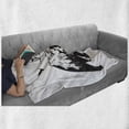 thumbnail image 6 of Bear Soft Flannel Fleece Throw Blanket, Mammal Silhouette Mountain Landscape Flying Birds and Forest Wildlife Design, Cozy Plush for Indoor and Outdoor Use, 50" x 60", Black White, by Ambesonne, 6 of 6