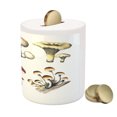 thumbnail image 3 of Mushroom Piggy Bank, Hand Drawn Fungus Pattern Amanita Muscaria Boletus Champignon Retro Illustration, Ceramic Coin Bank Money Box for Cash Saving, 3.6" X 3.2", Multicolor, by Ambesonne, 3 of 4