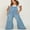 Blue, variant on Rdhnmea Women Denim Bib Overalls Washed Ripped Baggy Flared Jean Jumpsuit