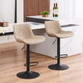 thumbnail image 2 of YOUNIKE Upholstered Bar Stools Set of 2 PU Leather Adjustable Counter Bar Stools with Back, Khaki, 2 of 6