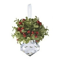 Ganz Kissing Krystal Acrylic Christmas Mistletoe Ornament with Hanger