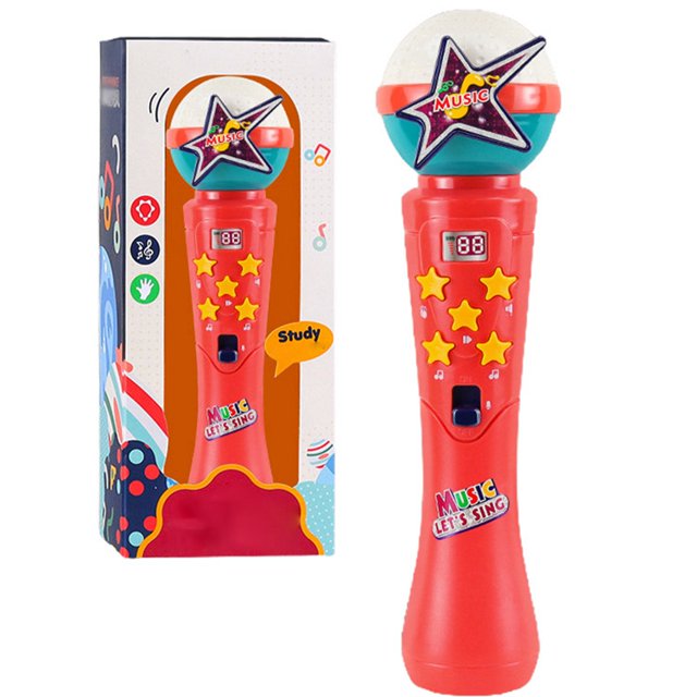 Kids Microphone Toy Funny: Lighted Musical Singing Toy Microphone Speaker Toy