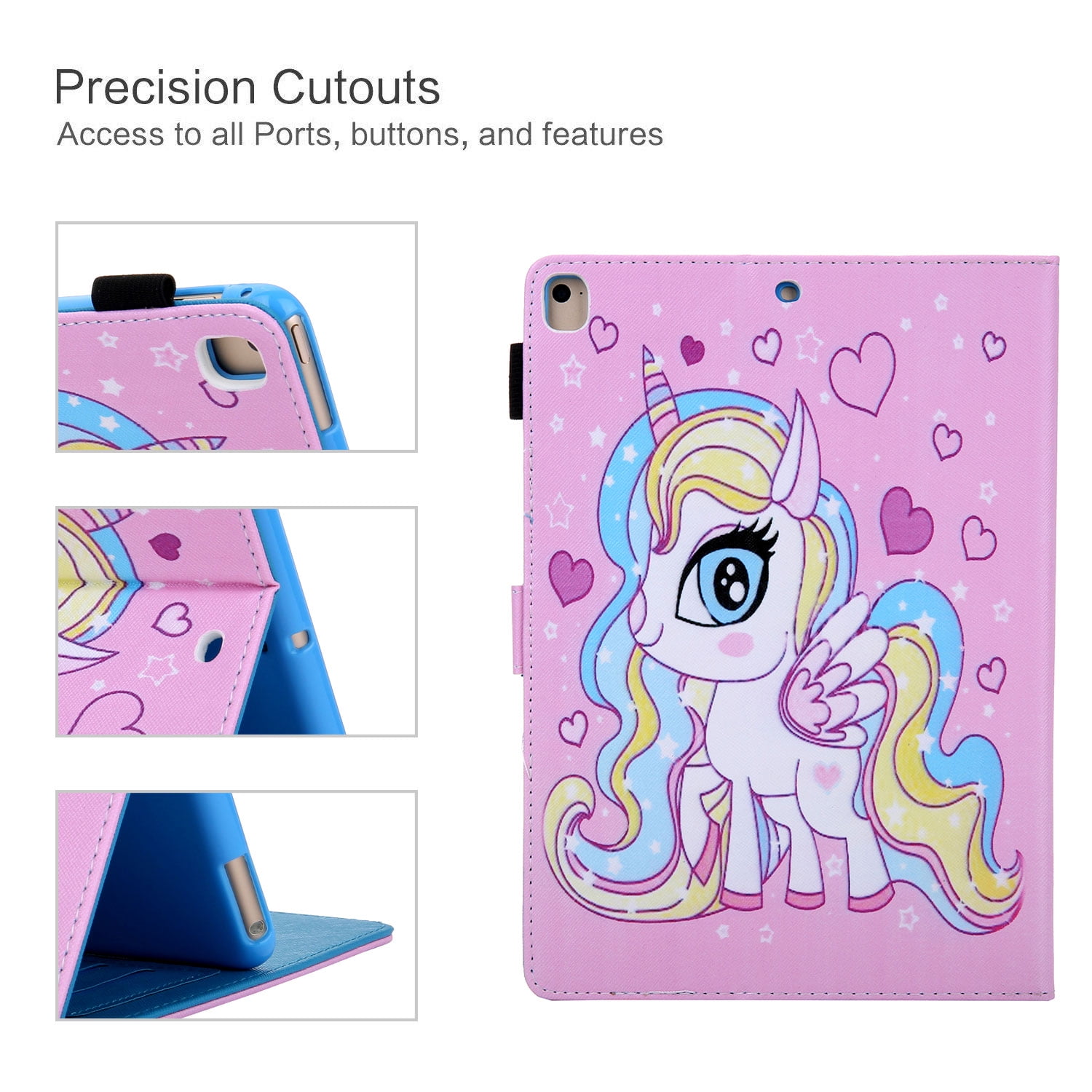iPad 10.2 Case for iPad 8th 7th Gen 2020 2019, Allytech PU Leather Slim Protection Smart Cover Auto Sleep Wake Pencil Holder Muilt Angle Stand Folio Flip Cover for Apple iPad 10.2",Colorful Unicorn