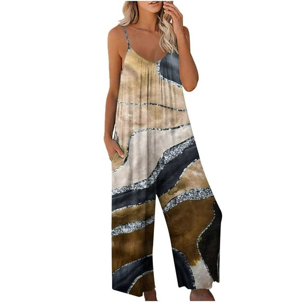 Fashion Printing Women Jumpsuits Sexy Sleeveless