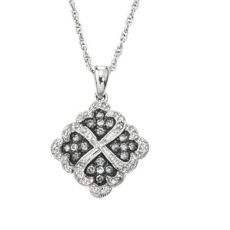 Diamond Pattern Necklace in Sterling Silver (0.33 cts, H-I I2 and Grey Diamonds)