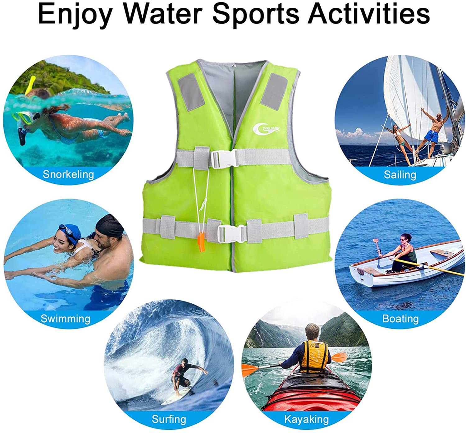 Gilet De Sauvetage Adulte Réglable Unisexe – Flottabilité, Sifflet Et Bandes Réfléchissantes, Pour Kayak, Bateau, Sports Nautiques - 11