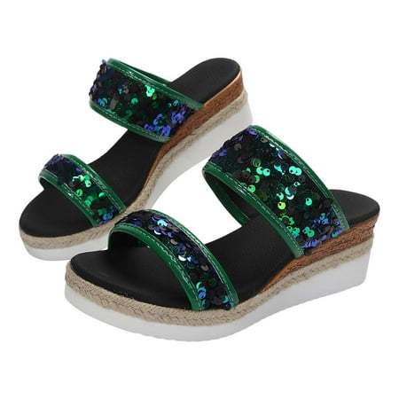

NOKIO Casual Sandals for Women s Beach Slope Heel Slippers Hollow Casual Slippers Slope Bottom Shoes Ladies Retro Sandals