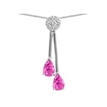 thumbnail image 2 of Star K� Double Drop Pear Shape Ball Bar Created Pink Sapphire Pendant Necklace, 2 of 9