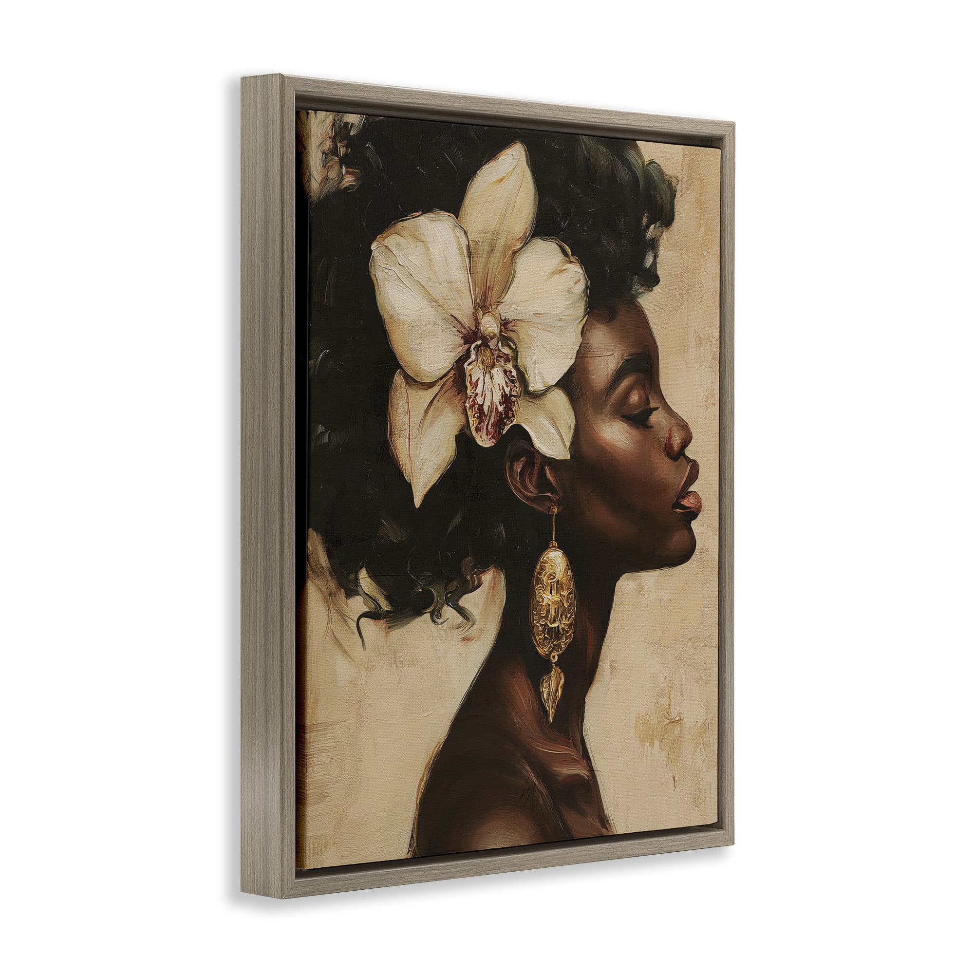 Stupell Industries Orchid Majesty Portrait Brown Framed Floater Canvas Wall Art, design by Svetlana Aleynikova