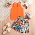thumbnail image 5 of Outfits 2 piece for Girl Clothes Girls Sets Toddler Kids Clothing Sets Summer Sunflower T Shirt Tops Chiffon Loose Pants Outfits Children Clothes Z13-Orange, 140, 5 of 9
