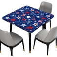 thumbnail image 2 of American Flag Square Tablecloth, Patriotic American Stars Elastic Edge Fitted Table Cover, Fits to 36x36 In Table, Wipeable Table Covers for Dining Kitchen Party Patio Independence Day Decor, Blue, 2 of 4