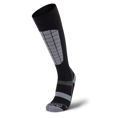 

Pure Athlete Alpine Ski Socks Wool Snowboard and Skiing Warm Midweight Socks Merino Men and Women (L/XL 1 Pair - Black/Grey)