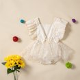 thumbnail image 2 of Sngxgn Baby Ribbed Short Sleeve Bodysuit Neck Toddler Romper for All Seasons(White,80), 2 of 9