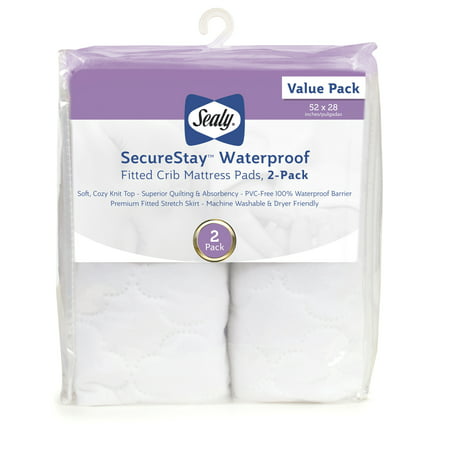 Sealy SecureStay Waterproof Fitted Crib Mattress Pad, 2 (Best Baby Mattress Pad)