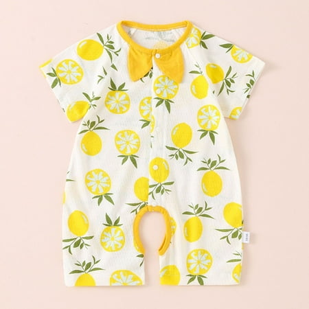 

Girls Clothes Print Lemon Jumpsuit Boys Fruit Romper Baby Clothes Girls Girls Romper&Jumpsuit 80
