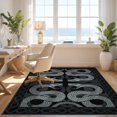 thumbnail image 3 of Design&I 2'x3' Washable Throw Rug Low Profile Daily Traffic Ready Accent Gothic Coiled Heads Interlocking Scale Field Snake Serpent Round Playful for Hallway, Laundry Room, 3 of 7