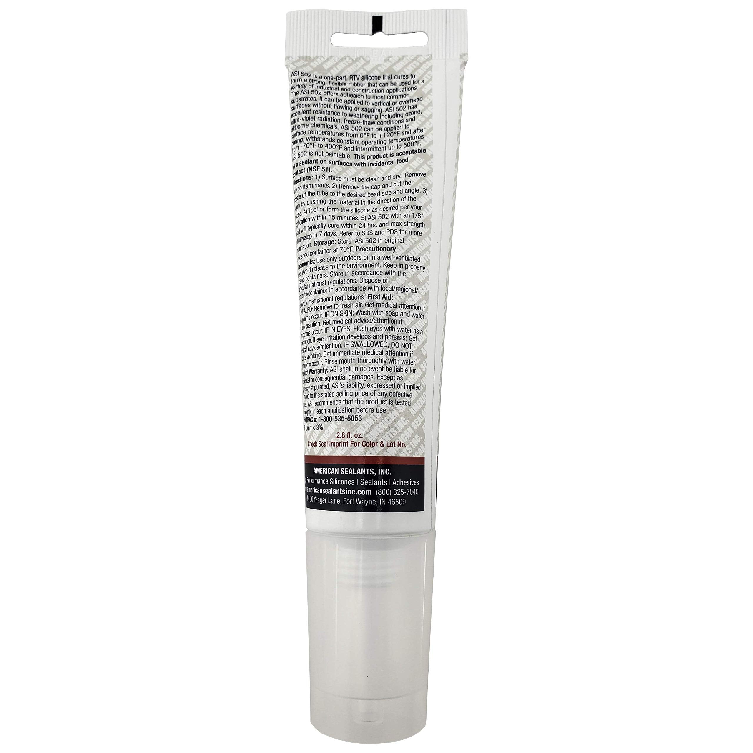 ASI Silicone Sealant 100% RTV - 2.8 oz Squeeze Tube -White-