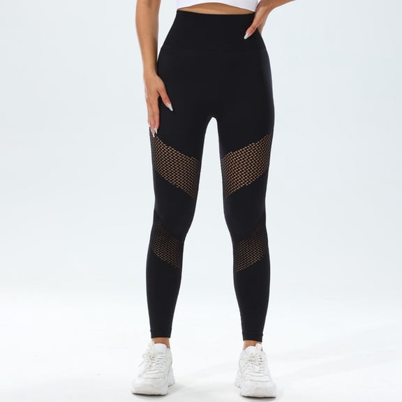Women’s High-Waist Seamless Yoga Leggings with Mesh Ventilation – Butt-Lifting Workout Pants