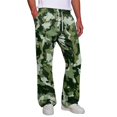 thumbnail image 4 of Men's Camo Cargo Pants Casual Elastic Drawstring Waist wide Leg Pants Lightweight Outdoor Hiking Relaxed Fit trousers with Multi Pockets Dark Green XXL, 4 of 7